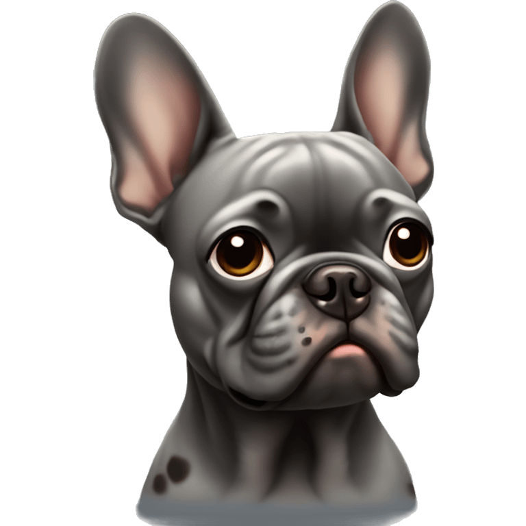 Dark grey French bulldog with brown spots emoji