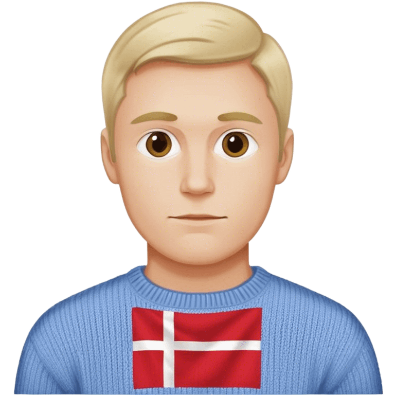 Danish man in sweater with danish flag emoji