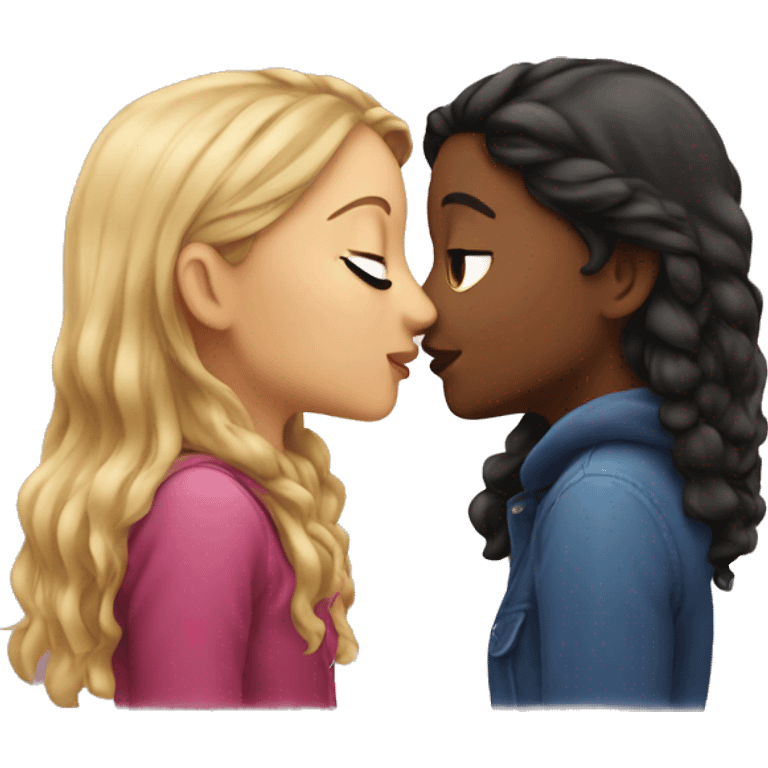 Two girls kissing emoji