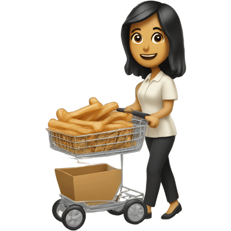 Tan black hair lady with a cart selling churros emoji