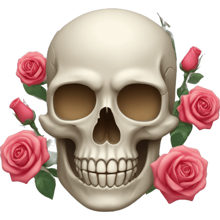 Skull with roses on top left of head emoji