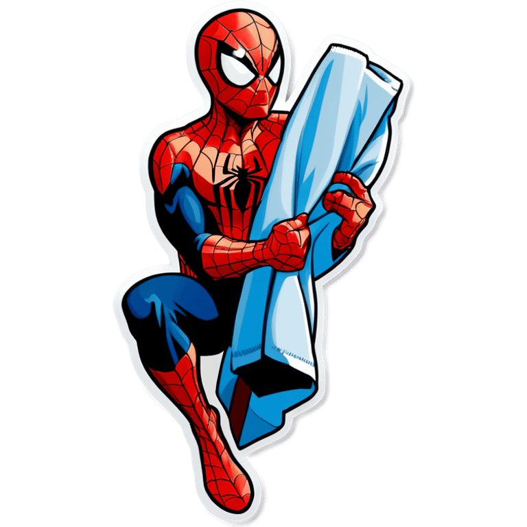 Spiderman holding towel emoji