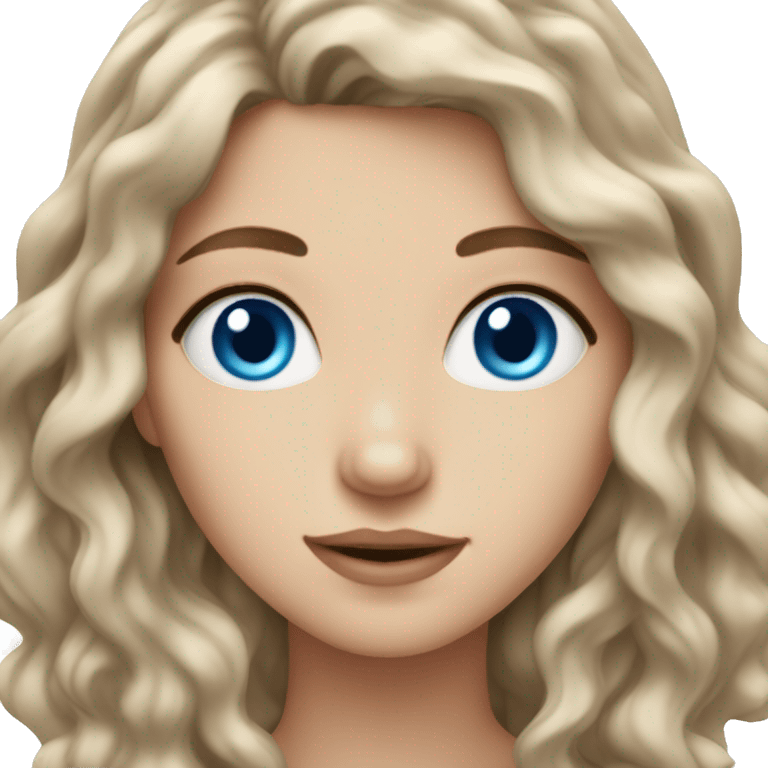 White girl with blue eyes and wavy brown hair  emoji