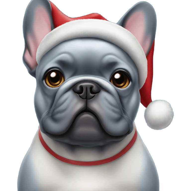 Blue French bulldog in christmas emoji