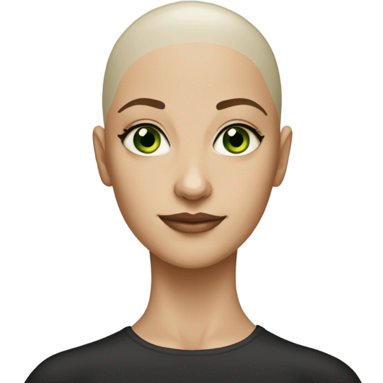 girl bald with no sourcils and green eyes emoji