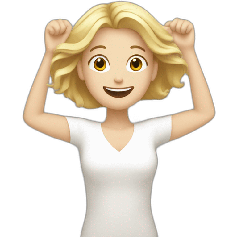 brown hair white woman celebrating with blond hair white woman emoji