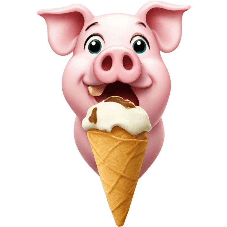 Pig eating icecream emoji