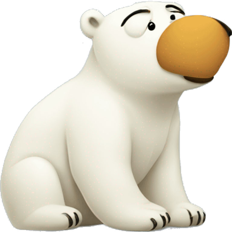 Polar bear with a thought bubble emoji