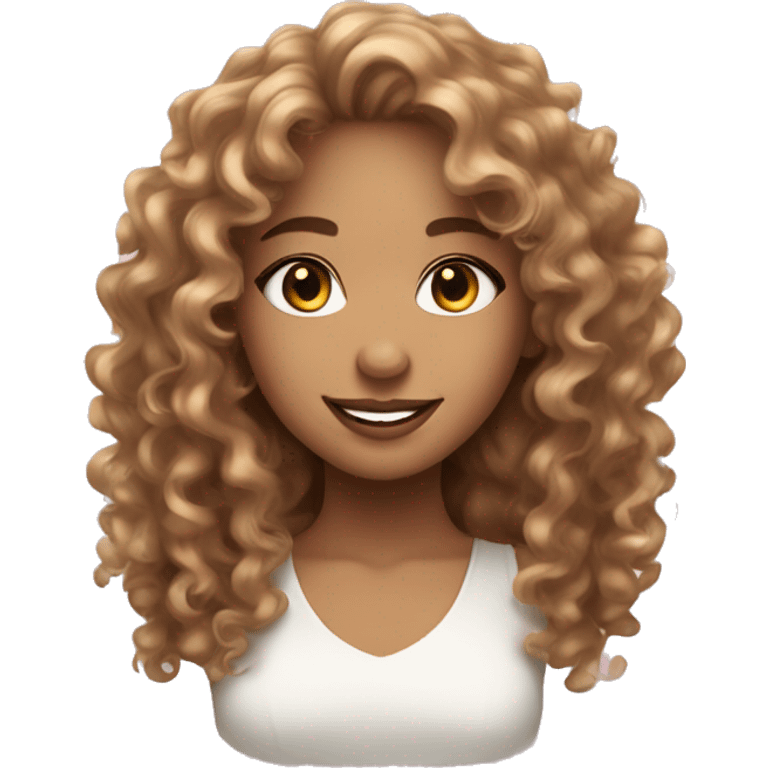 a beautiful girl with really really gorgeous eyes light skin with beautiful light brown curly hair and a pretty smile  emoji