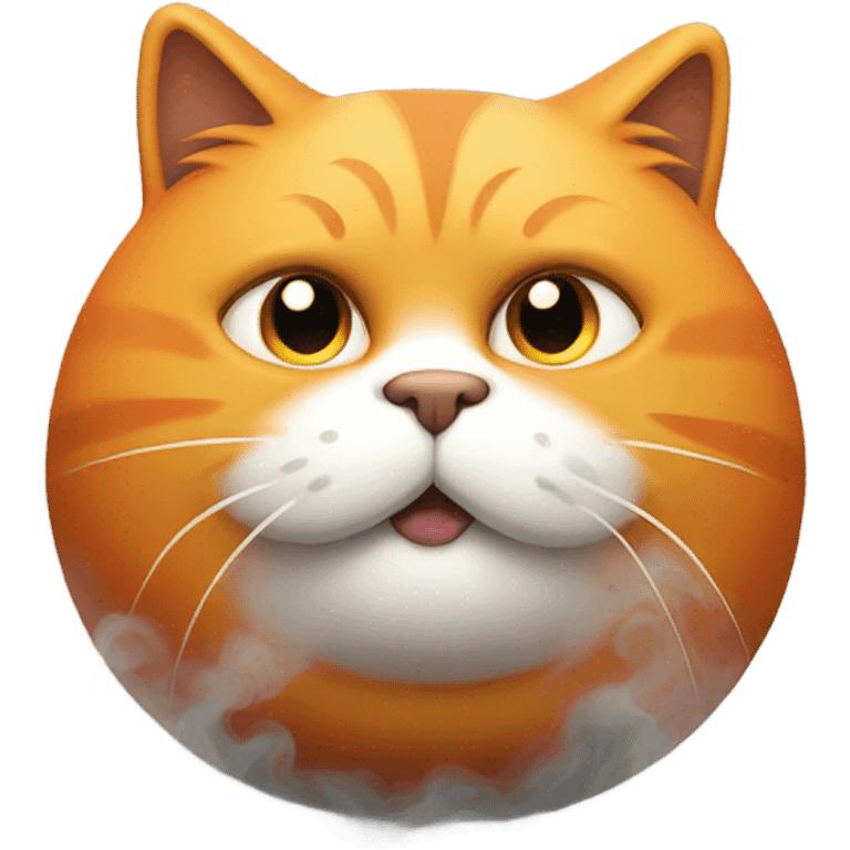 Orange fat cat with heavy smoke around him  emoji