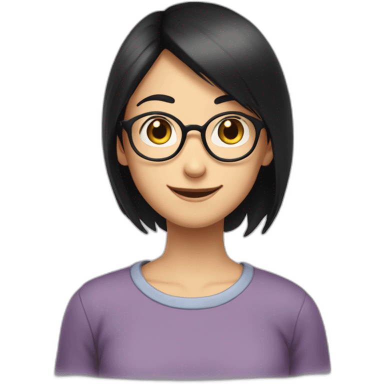 girl nobita GLASSES long black straigh hair smiling emoji