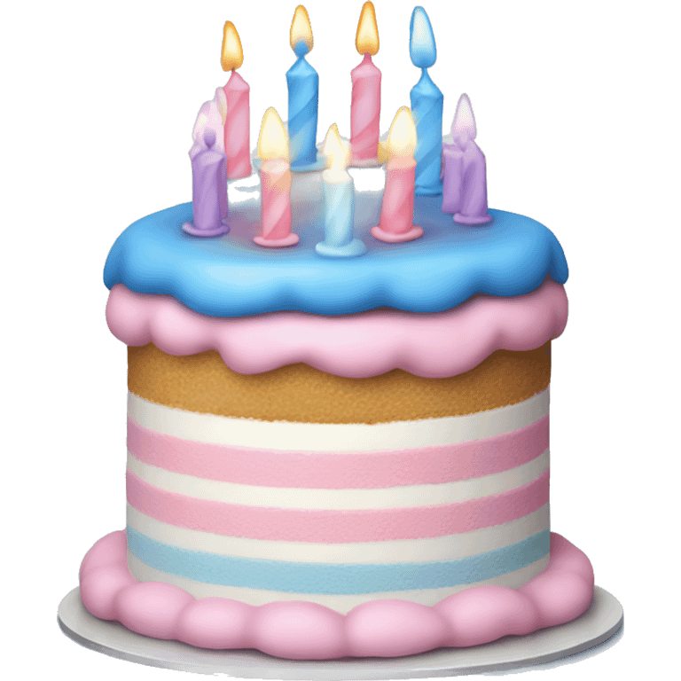 Blue pink and white birthday cake  emoji