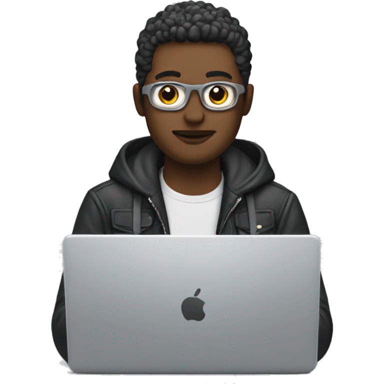 designer with laptop, on the laptop stickers figma emoji