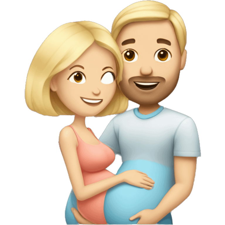 Pregnant blonde with a bob with brown haired husband emoji