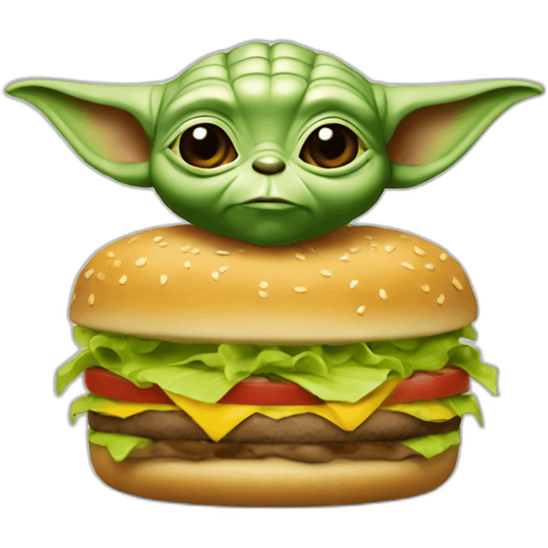 Yoda qui mange un hamburger emoji