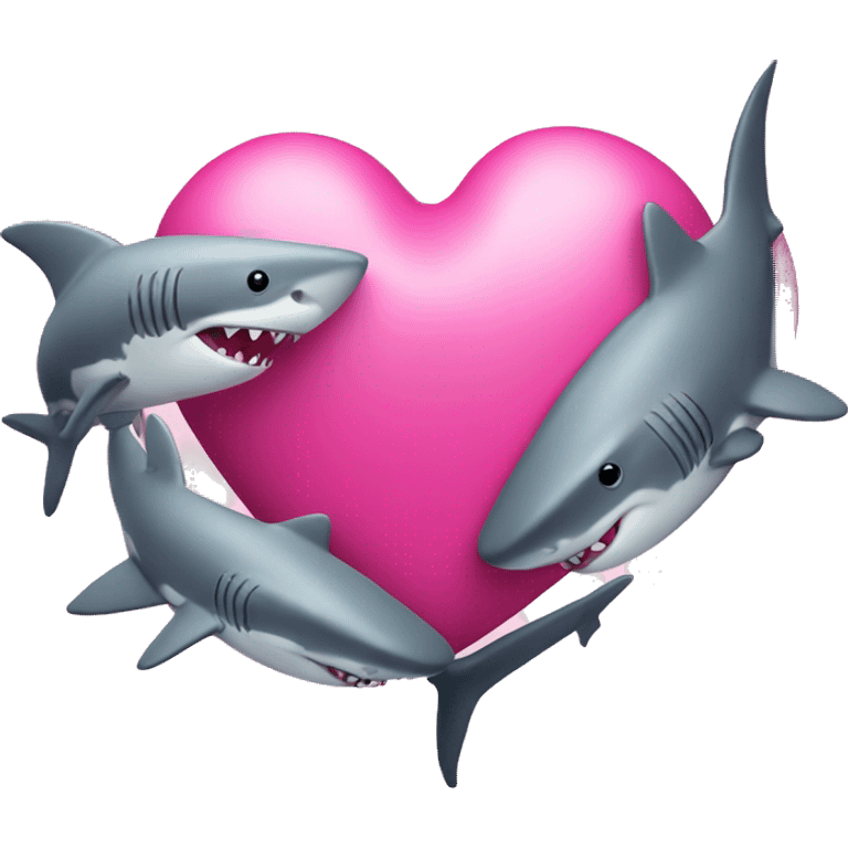 pink love heart with sharks emoji