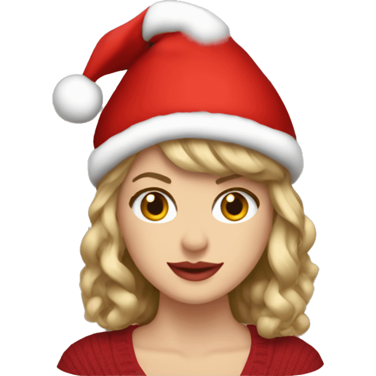 Taylor Swift with a cozy christmas hat emoji