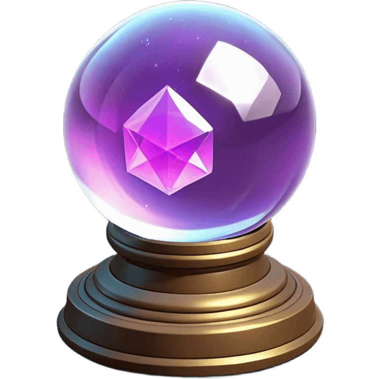 Clash of Clans aesthetic: Cinematic Playful 3D Isometric Crystal Ball Emoji, rendered in a 3D vector-style similar to standard emojis with minimal shading and bold, simplified shapes. A compact, distinct form with signature details, softly glowing with a fantasy RPG magic charm. Simplified yet unmistakably iconic, highly detailed and consistent, glowing with a soft radiance and high shine. Stylized with a touch of heroic grandeur and a soft glowing outline, capturing the essence of a beloved gaming relic with a friendly, playful manner! emoji