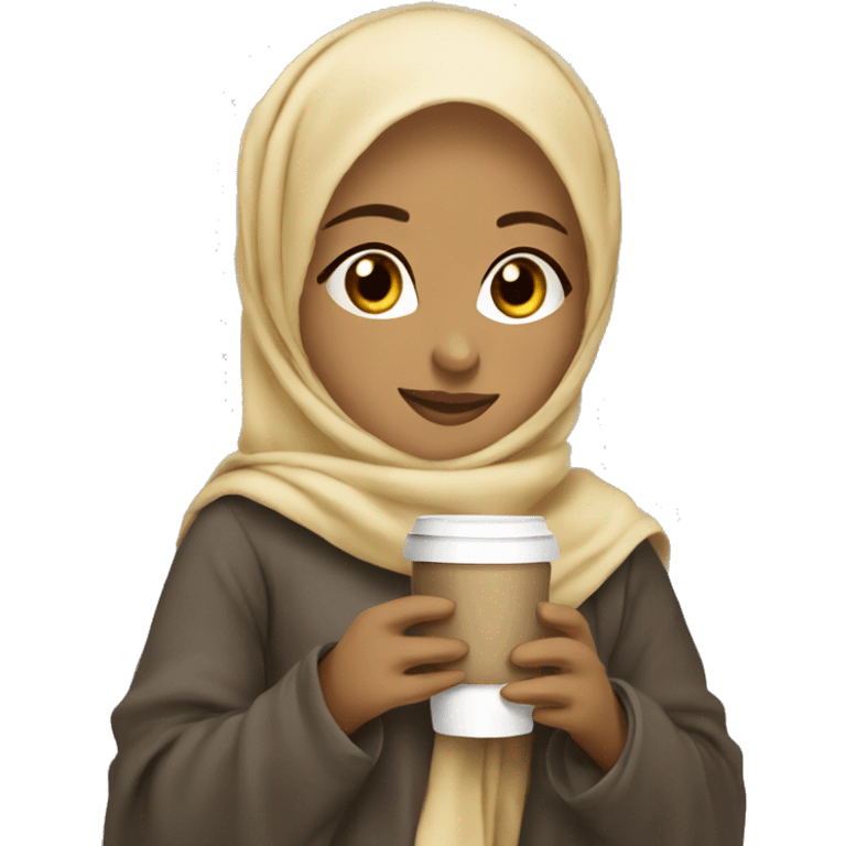 Blond Hijabi girl with blanket and coffe on her hand emoji