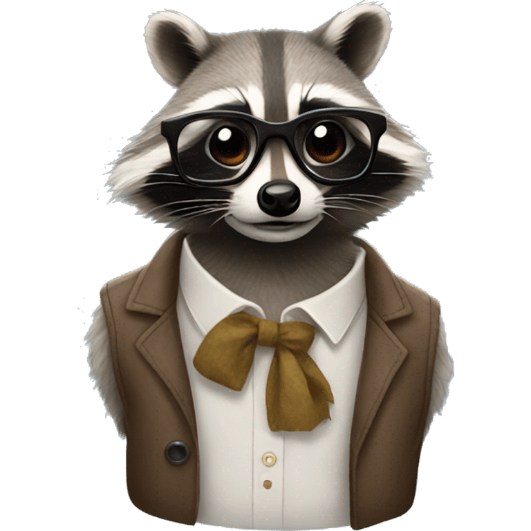 Raccoon with glasses emoji