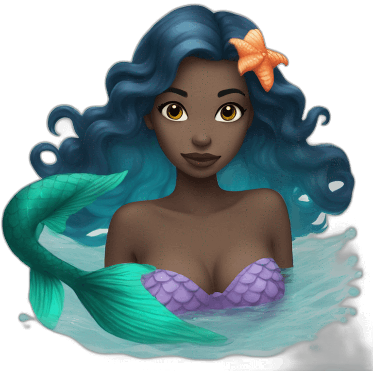 little-mermaid poisson noir girl emoji