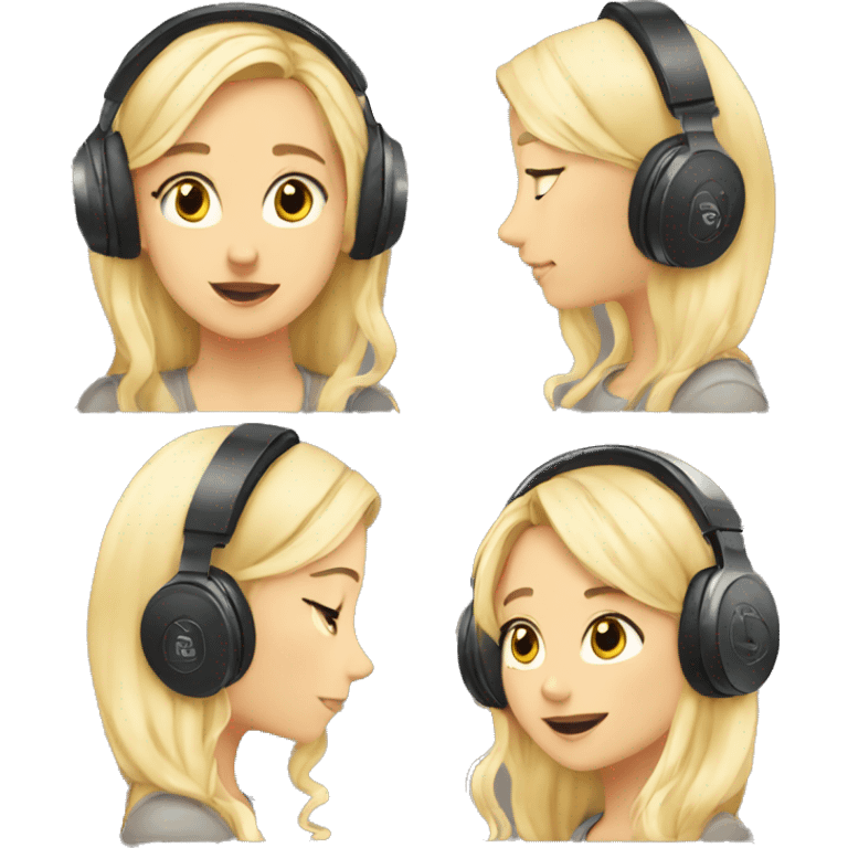 blond girl pose headphones an micro tumblr emoji