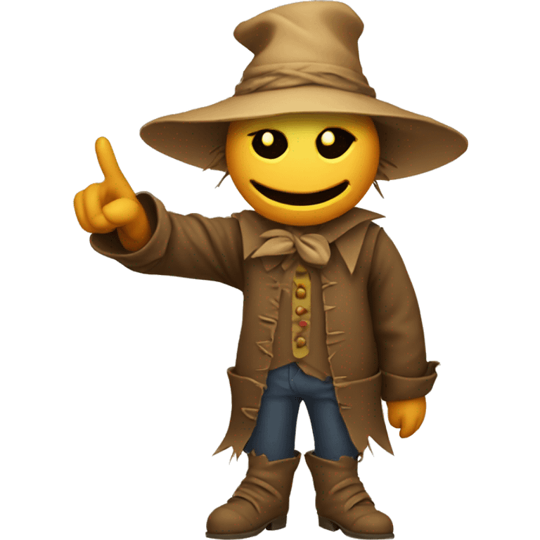 Scarecrow pointing fingers in different directions emoji