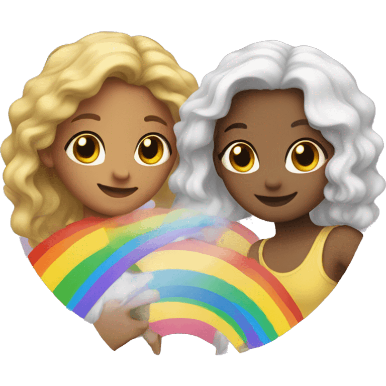 2 girls on a rainbow emoji