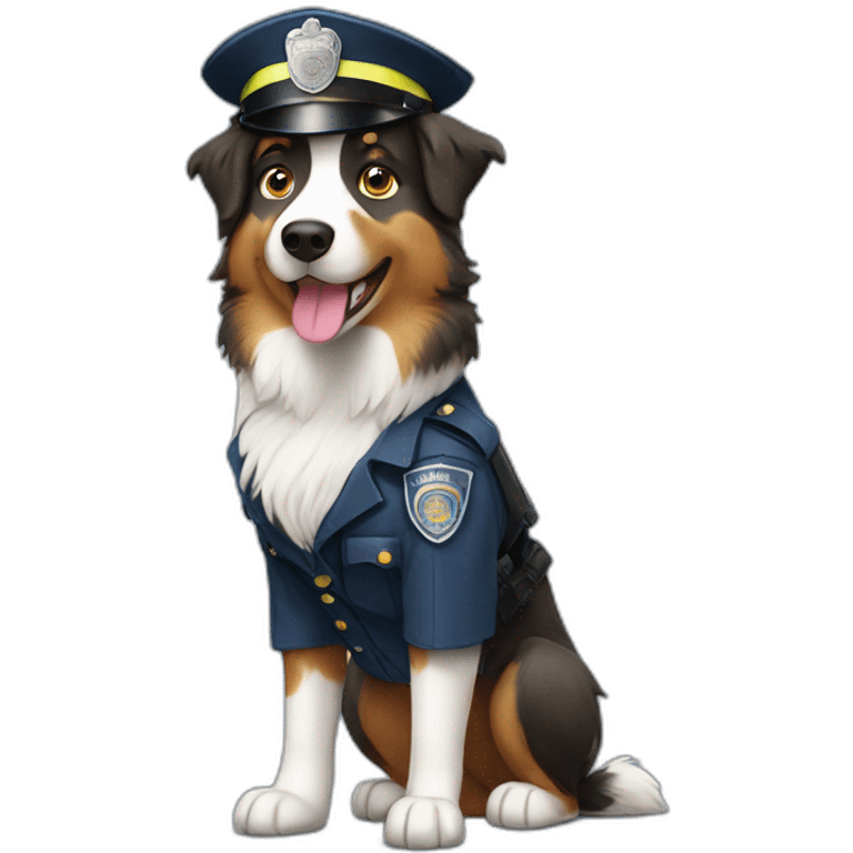 australian Shepherd in Police Uniform standing emoji