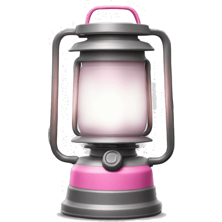 Realistic camping pink and gray lit camping lantern lisolated. emoji