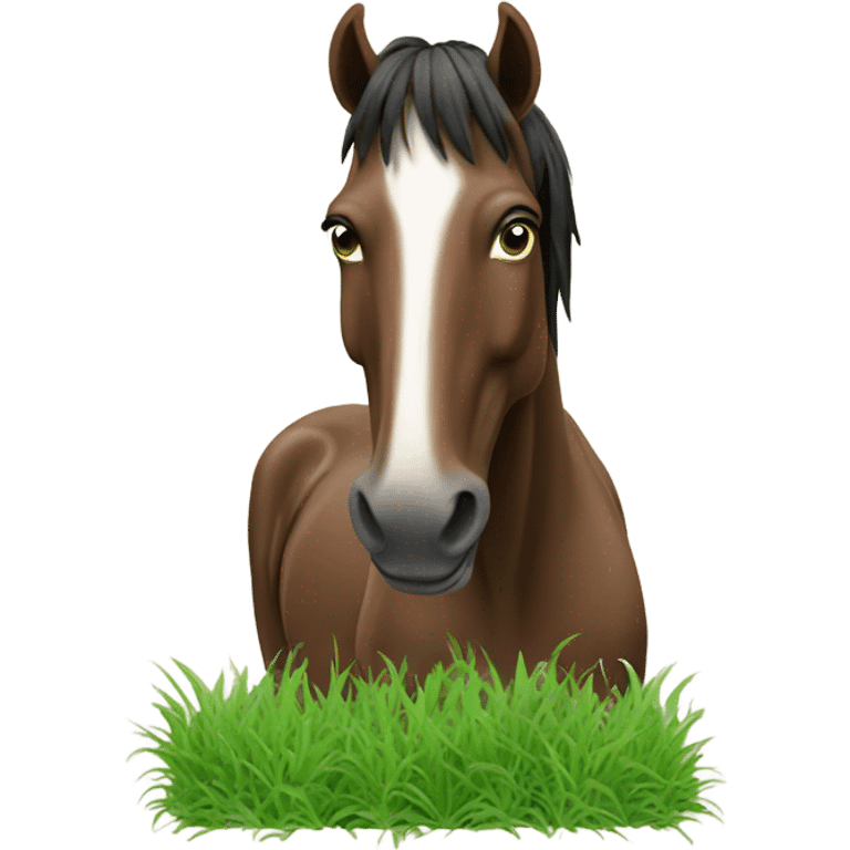 Horse eating grass emoji