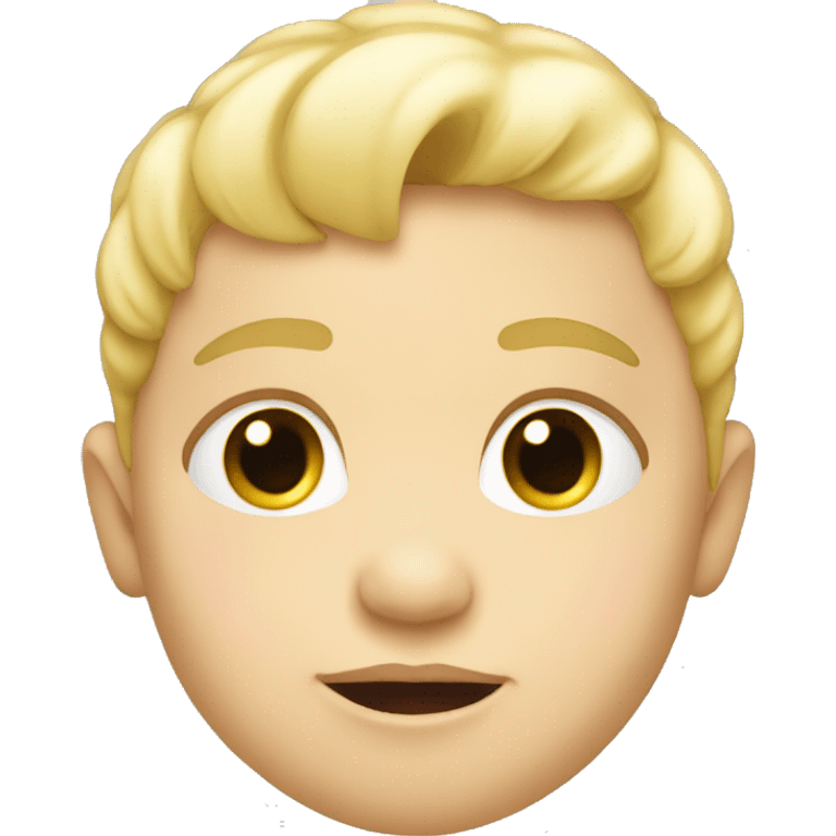 a white blond baby side eyeing facing the left with his eyes wide open emoji