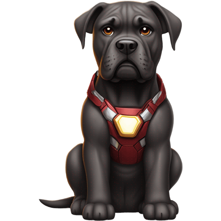 A red Cane Corso as Iron man superhero. emoji