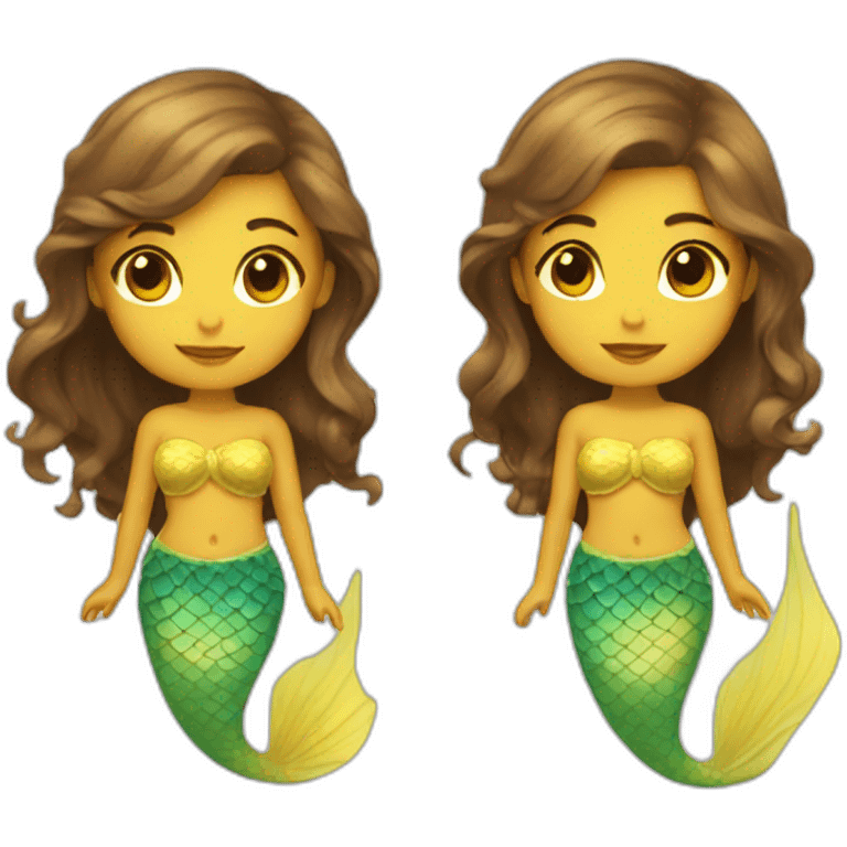 yellow tone mermaid with brown hair emoji