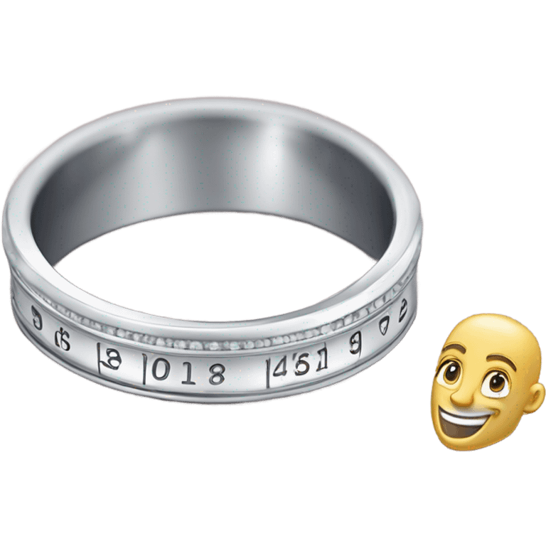 A RULER MEASURING THE INTERNAL DIAMETER OF A BRILLIANT CUT SILVER PROMISE RING emoji