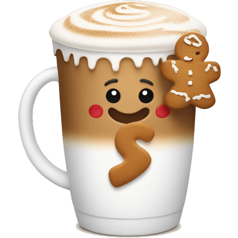 Latte with gingerbread man emoji