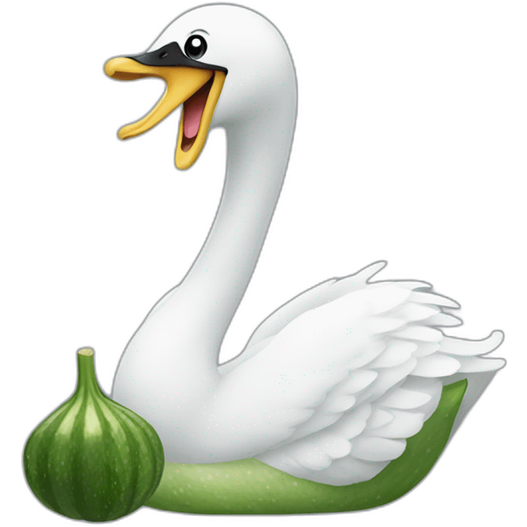 Swan laughing at cucumber emoji