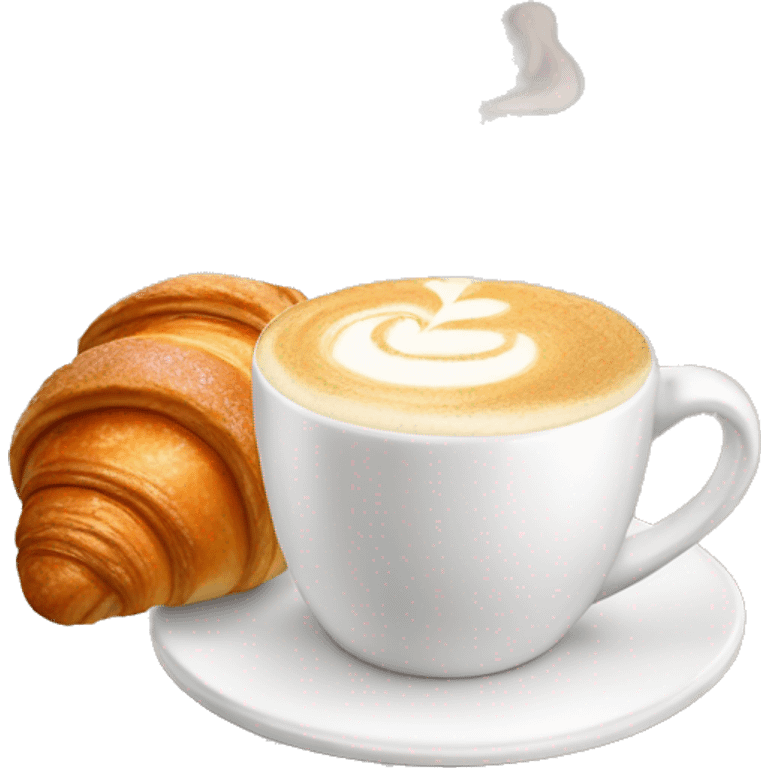 Cup of cappuccino with croissant emoji