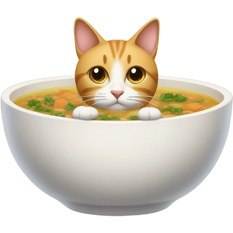 Cat in a bowl of soup emoji