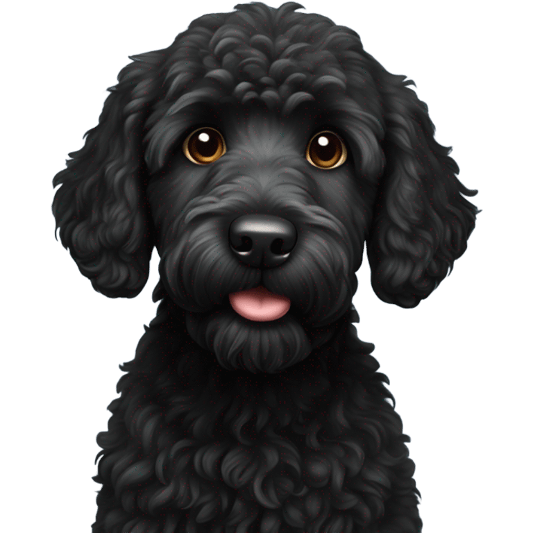 Little black labradoodle named Hugo  emoji