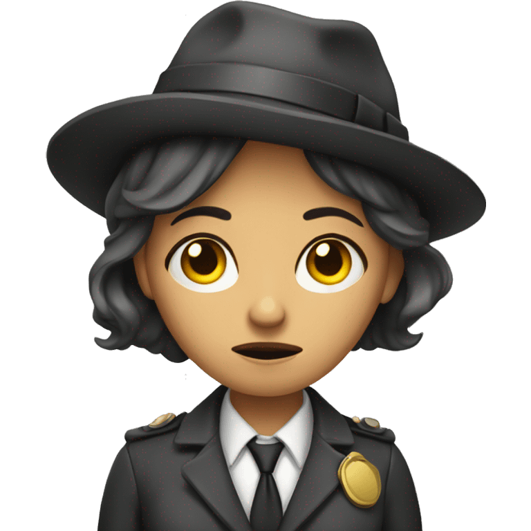 Unsuccessful, sad woman detective  emoji