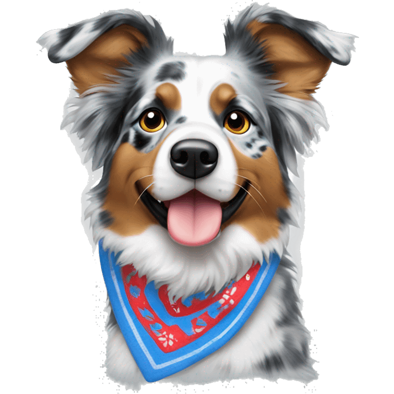 a blue merle aussie in a bandana emoji