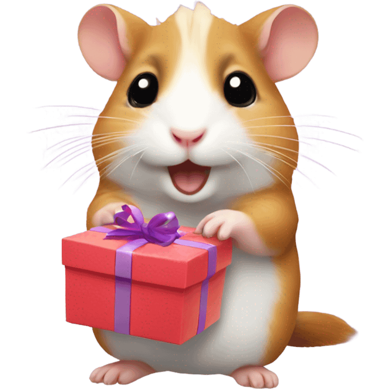 A hamster with a gift in its paws emoji