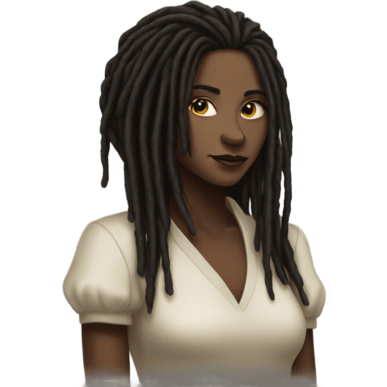 elegant medium-skinned dark dreadlocks beauty portrait emoji