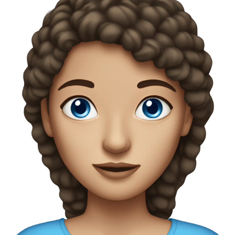 Brunette woman with blue eyes and freckles emoji