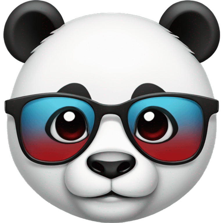 a panda wearing blue star glasses and red lipstick emoji