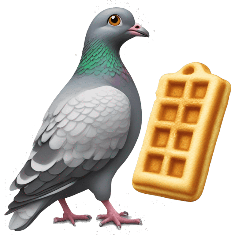 pigeon eating waffle side profile  emoji