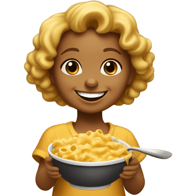 Little girl eating Mac and cheese  emoji