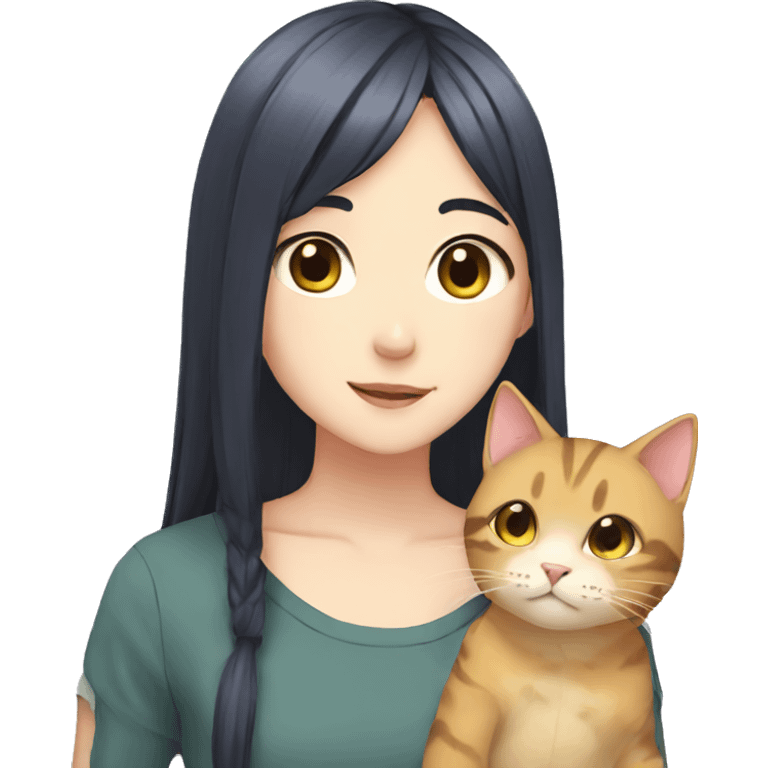 anime girl and cat emoji