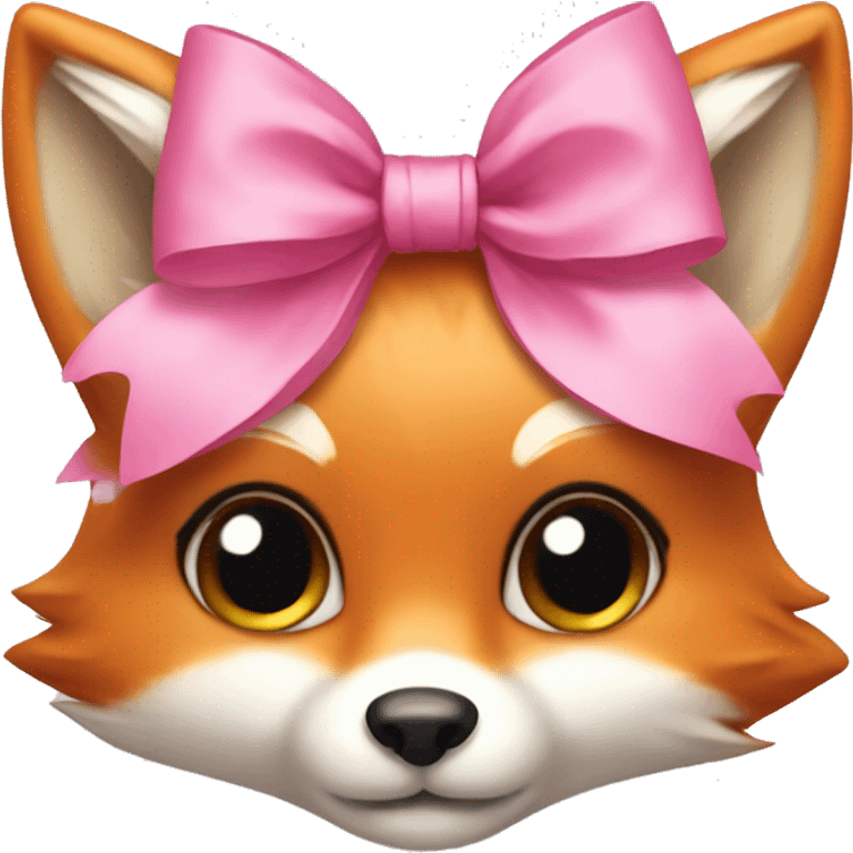 Cute fox with a pink bow emoji